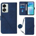 For OnePlus Nord 2T Crossbody 3D Embossed Flip Leather Phone Case(Blue)