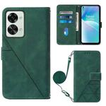 For OnePlus Nord 2T Crossbody 3D Embossed Flip Leather Phone Case(Dark Green)