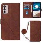 For Motorola Moto G42 Crossbody 3D Embossed Flip Leather Phone Case(Brown)