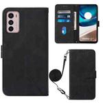 For Motorola Moto G42 Crossbody 3D Embossed Flip Leather Phone Case(Black)