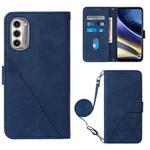 For Motorola Moto G52j 5G Crossbody 3D Embossed Flip Leather Phone Case(Blue)