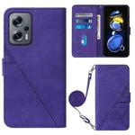For Xiaomi Redmi Note 11T Pro Crossbody 3D Embossed Flip Leather Phone Case(Purple)