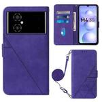 For Xiaomi Poco M4 5G Crossbody 3D Embossed Flip Leather Phone Case(Purple)