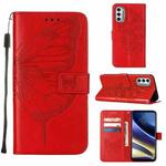 For Motorola Moto G52j 5G Embossed Butterfly Flip Leather Phone Case(Red)