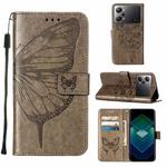 For OPPO K10 Pro 5G Embossed Butterfly Flip Leather Phone Case(Grey)