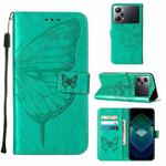 For OPPO K10 Pro 5G Embossed Butterfly Flip Leather Phone Case(Green)