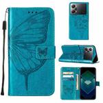 For OPPO K10 Pro 5G Embossed Butterfly Flip Leather Phone Case(Blue)