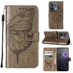 For OPPO Reno8 Embossed Butterfly Flip Leather Phone Case(Grey)