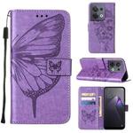 For OPPO Reno8 Embossed Butterfly Flip Leather Phone Case(Purple)