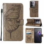 For OPPO Reno8 Pro+ Embossed Butterfly Flip Leather Phone Case(Grey)