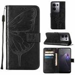 For OPPO Reno8 Pro+ Embossed Butterfly Flip Leather Phone Case(Black)