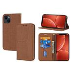 For iPhone 14 Plus Woven Texture Leather Case (Brown)