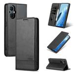 For OPPO Reno8 Lite AZNS Magnetic Calf Texture Flip Leather Phone Case(Black)