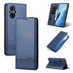 For OPPO Reno8 Lite AZNS Magnetic Calf Texture Flip Leather Phone Case(Dark Blue)