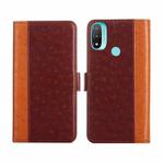 For Motorola Moto E20 Ostrich Texture Flip Leather Phone Case(Brown)
