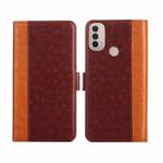 For Motorola Moto E40 Ostrich Texture Flip Leather Phone Case(Brown)