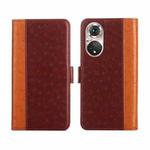 For Honor 50 Pro Ostrich Texture Flip Leather Phone Case(Brown)