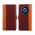 For Honor Magic3 Ostrich Texture Flip Leather Phone Case(Brown)