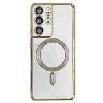 For Samsung Galaxy S21+ 5G Electroplated Frame MagSafe Magnetic Phone Case(Gold)