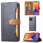 For iPhone 14 Pro Calf Texture Double Fold Clasp Horizontal Flip Leather Case(Black)