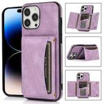 For iPhone 14 Pro Three-fold Leather Phone Case(Purple)