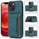 For iPhone 14 Plus Three-fold Leather Phone Case (Blue)