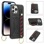 For iPhone 14 Pro Wristband Wallet Leather Phone Case(Black)