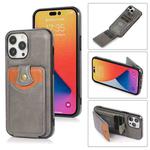 For iPhone 14 Pro Max Soft Skin Wallet Bag Phone Case (Grey)