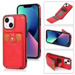 For iPhone 14 Plus Soft Skin Wallet Bag Phone Case (Red)