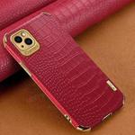 For iPhone 14 6D Electroplating Crocodile Texture Phone Case(Red)