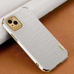 For iPhone 14 6D Electroplating Crocodile Texture Phone Case(White)