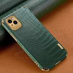 For iPhone 14 Pro 6D Electroplating Crocodile Texture Phone Case(Green)