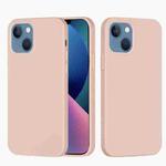 For iPhone 14 Plus Solid Color Silicone Phone Case (Sand Pink)