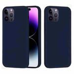 For iPhone 14 Pro Solid Color Silicone Phone Case(Midnight Blue)