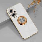 For Xiaomi Redmi Note 11T Pro 6D Electroplating Full Coverage Silicone Protective Case with Magnetic Ring Holder(White)
