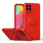 For Samsung Galaxy M53 5G Ring Kickstand Silicone Phone Case(Hawthorn Red)