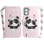 For Tecno Pop 6 No Fingerprints 3D Colored Horizontal Flip Leather Phone Case(Heart Panda)