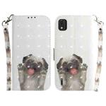For Nokia C2 2nd Edition 3D Colored Horizontal Flip Leather Phone Case(Pug)