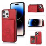 For iPhone 14 Pro Max Calf Texture Magnetic Card Bag Case (Red)