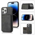 For iPhone 14 Pro Calf Texture Magnetic Card Bag Case(Black)