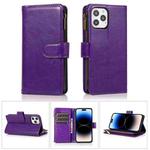 For iPhone 14 Pro Max Multifunctional 9 Card Slots Leather Case (Purple)