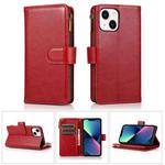 For iPhone 14 Multifunctional 9 Card Slots Leather Case (Red)