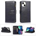 For iPhone 14 Multifunctional 9 Card Slots Leather Case (Blue)