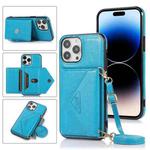 For iPhone 14 Pro Max Cross-body Card Bag Phone Case (Blue)