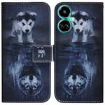 For Tecno Camon 19 Coloured Drawing Leather Phone Case(Wolf and Dog)