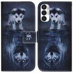 For Tecno Pova 3 LE7 Coloured Drawing Leather Phone Case(Wolf and Dog)