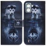 For Tecno Pop 6 No Fingerprints Coloured Drawing Leather Phone Case(Wolf and Dog)