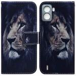 For Tecno Pop 6 No Fingerprints Coloured Drawing Leather Phone Case(Lion)