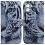 For Tecno Pop 6 No Fingerprints Coloured Drawing Leather Phone Case(Tiger)