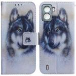 For Tecno Pop 6 No Fingerprints Coloured Drawing Leather Phone Case(White Wolf)
